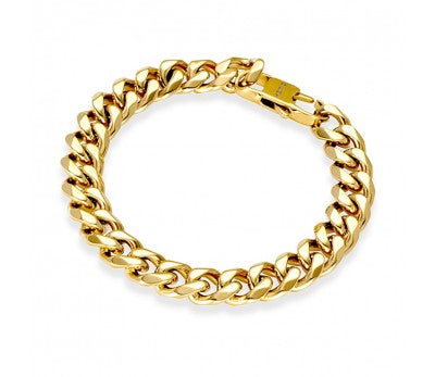 Men's Gold Plated Stainless Steel Mens Curb Bracelet