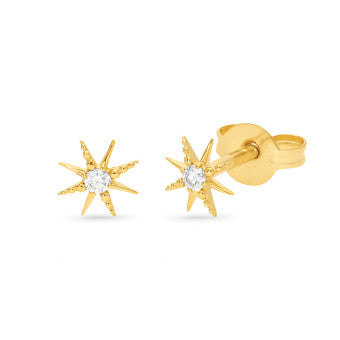 9Ct Yellow Gold Diamond Stud Earrings