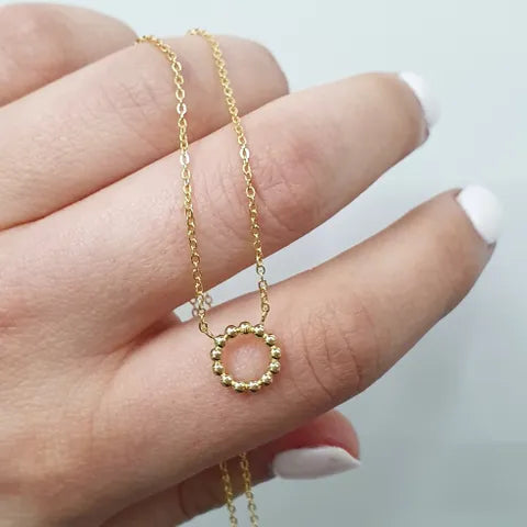 9CT YELLOW GOLD CIRCLE ON 45CM CHAIN
