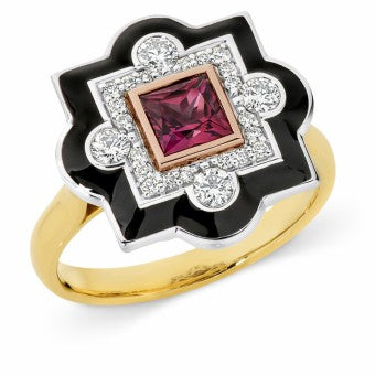 9ct Yellow Gold Tourmaline And Diamond Dress Ring