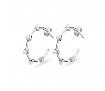 Maya Del Ray Sterling Silver Pearl Hoop Earrings