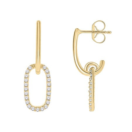 10ct Yellow Gold Diamond Drop Rarrings
