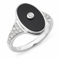 9ct White Gold Onyx & Diamond Ring
