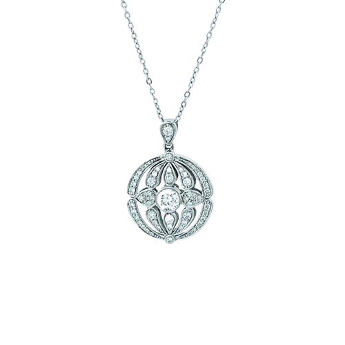 9ct White Gold Diamond Necklace