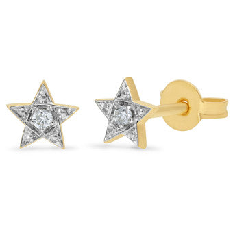9Ct Yellow Gold Diamond Stud Earrings