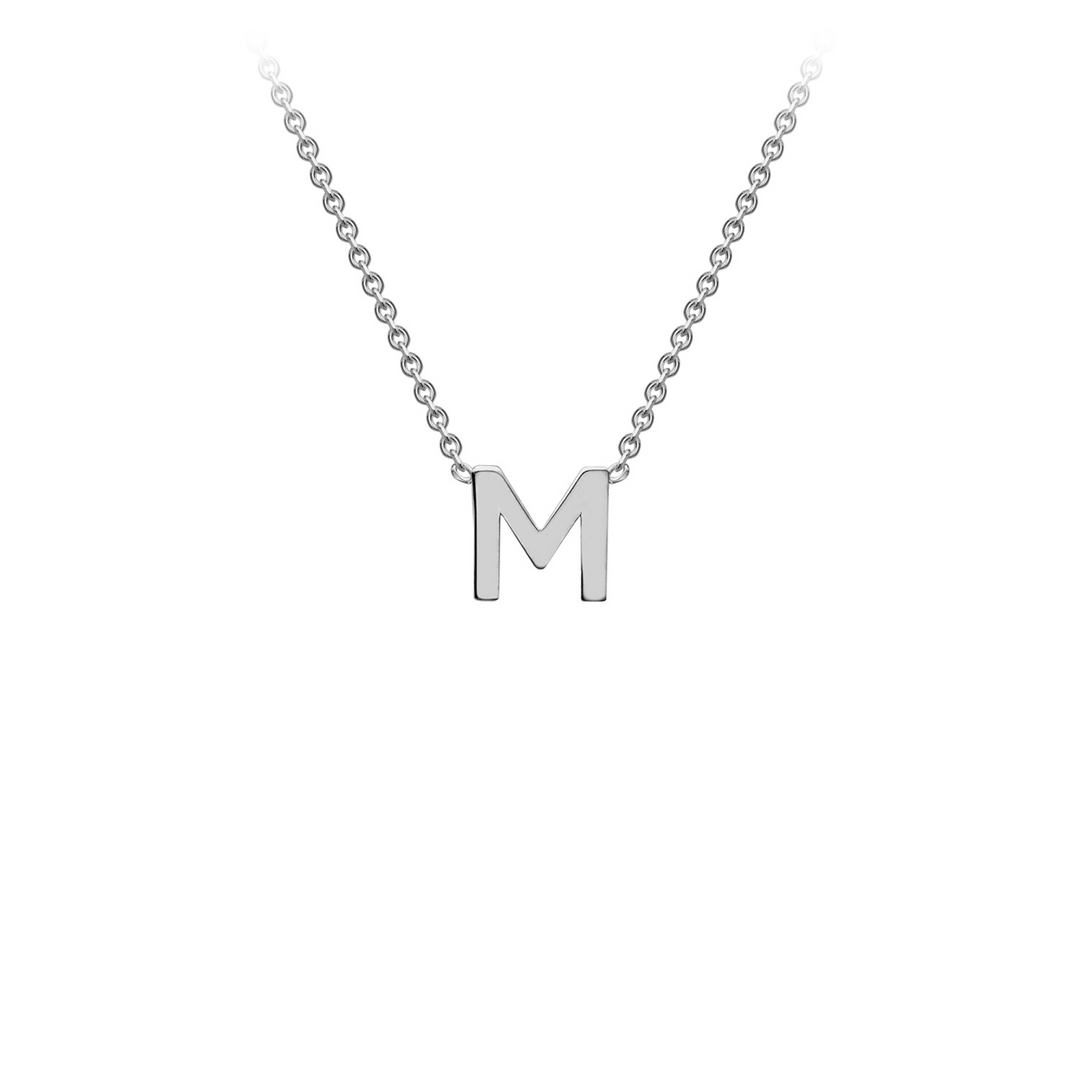 9ct White Gold 'M' Initial Necklace
