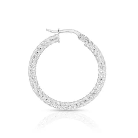WHITE GOLD TWIST HOOPS
