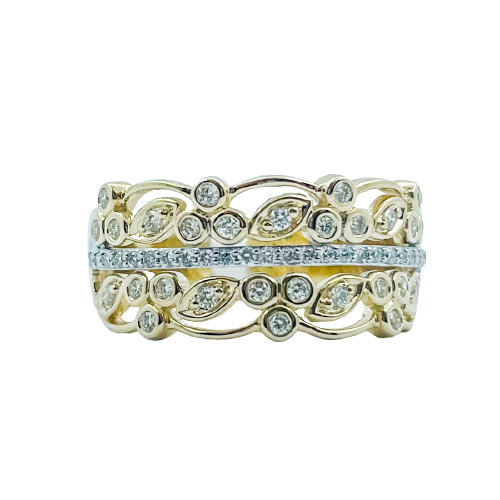 9ct Two Tone Diamond Dress Ring