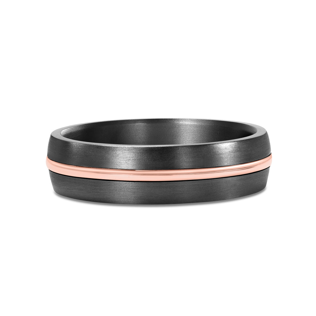 Mens Tantalum and 9ct Rose Gold Wedder
