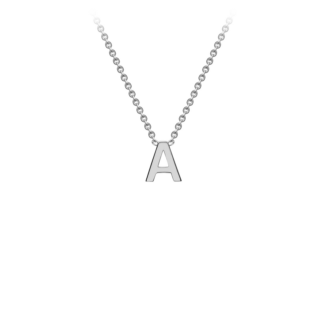 9ct White Gold 'A' Initial Necklace