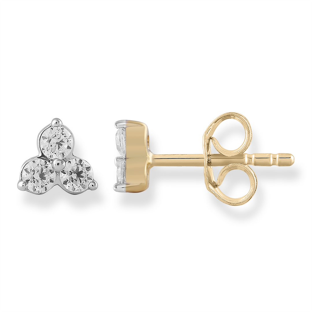 9ct Yellow Gold Diamond Stud Earrings