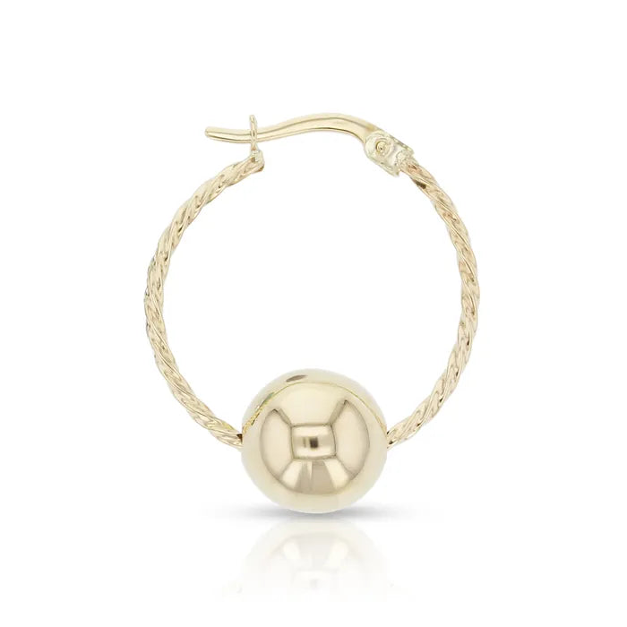 Yellow Gold Hoop Earrings With Ball