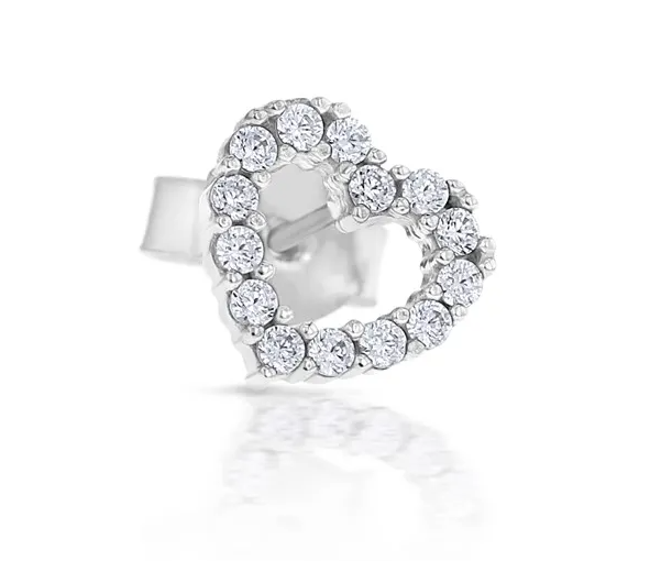 9ct White Gold Heart Stud Earrings