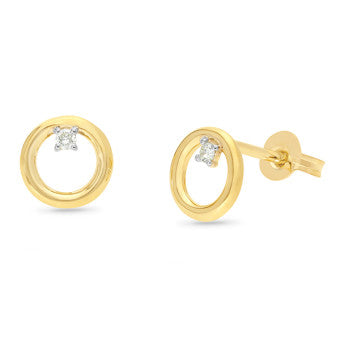 9Cct Yellow Gols Diamond Stud Earrings