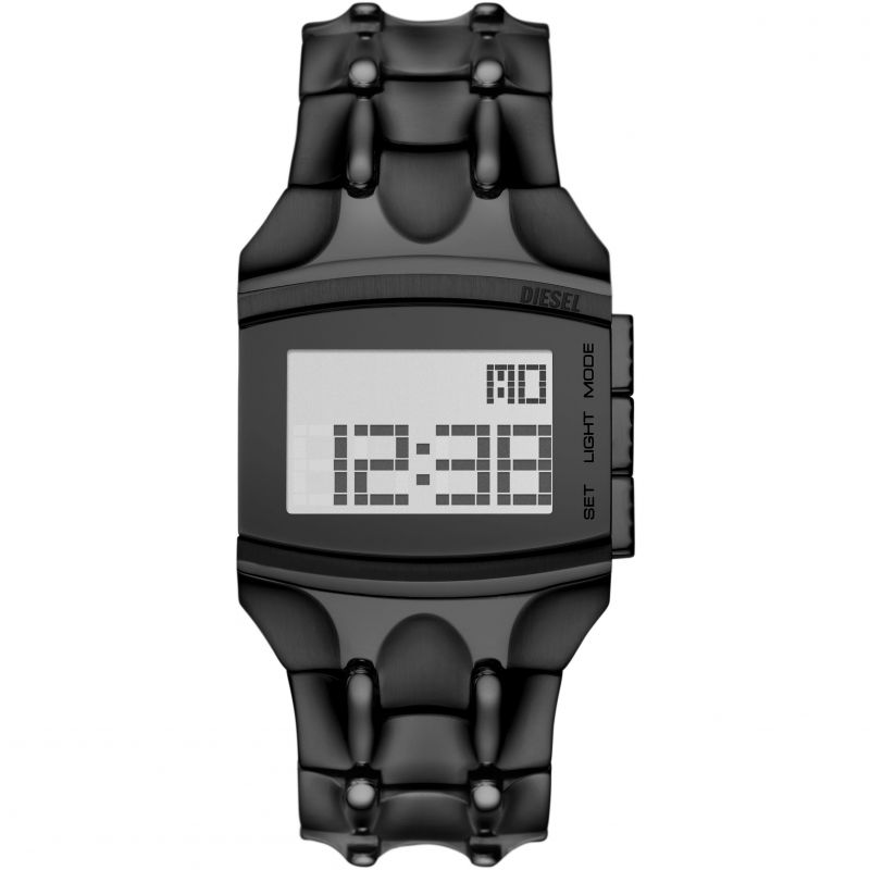 DIESEL MATT BLACK MENS RETRO DIGITAL WATCH