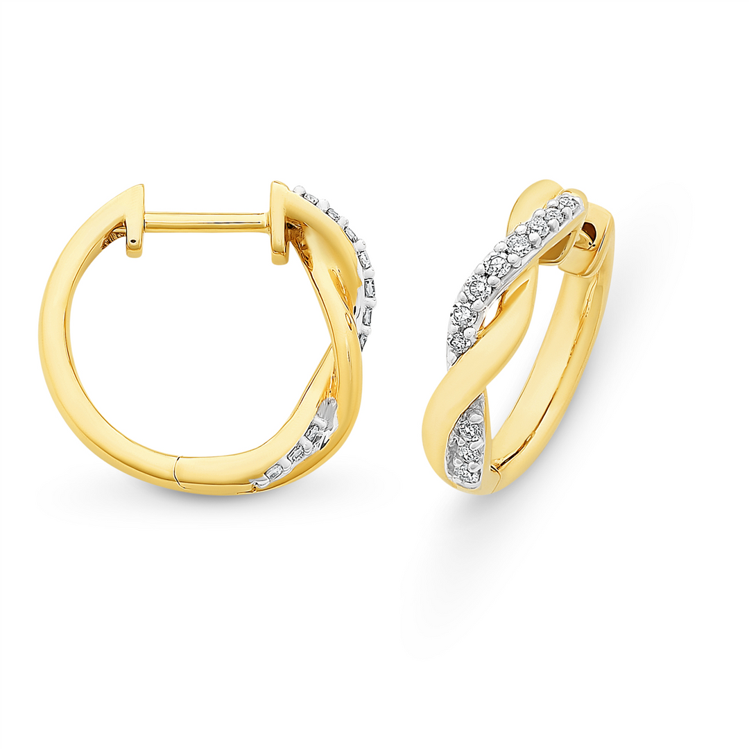 Diamond Twist Huggie Earrings