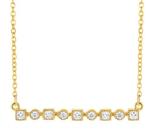9ct Yellow Gold Pattern Bar Necklace