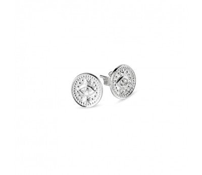 Maya Del Ray Sterling Silver Evil Eye Stamp Earrings