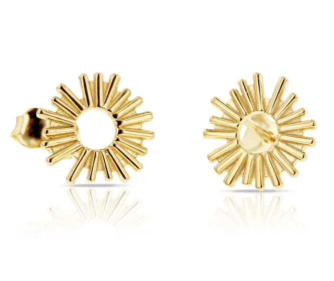 9ct Yellow Gold Sunburst Stud Earrings