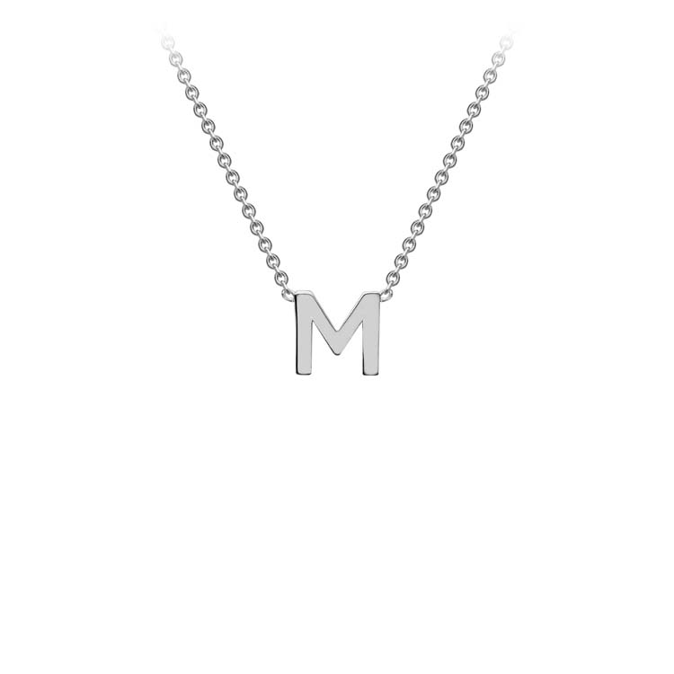 9ct White Gold 'M' Initial Necklace