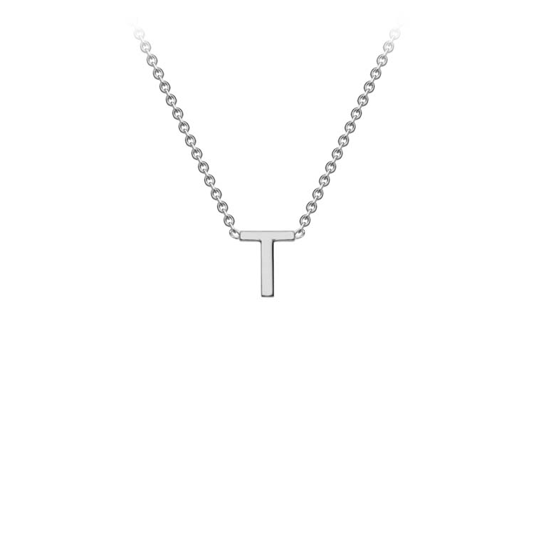 9ct White Gold 'T' Initial Necklace