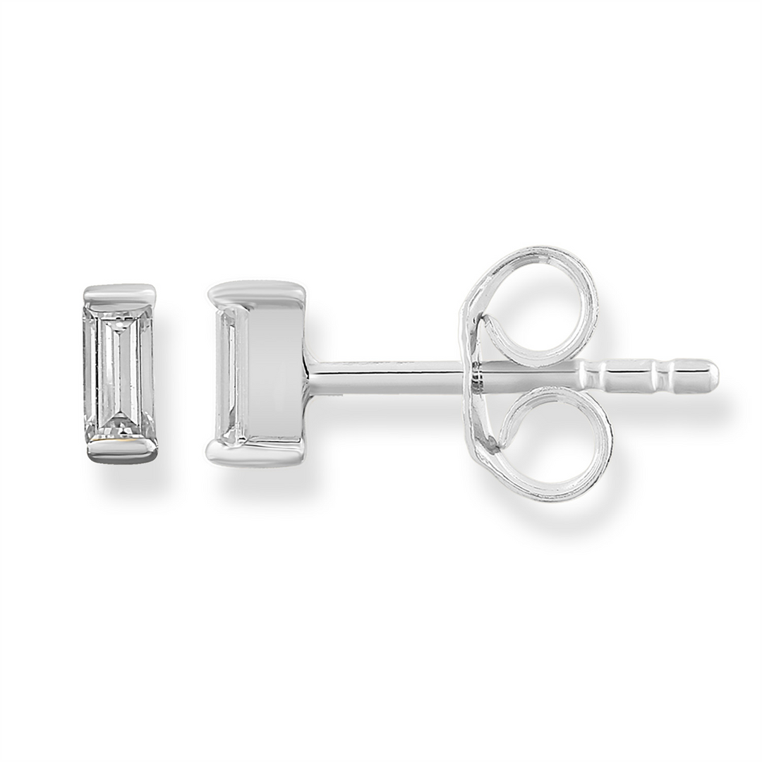 9ct White Gold Diamond Stud Earrings