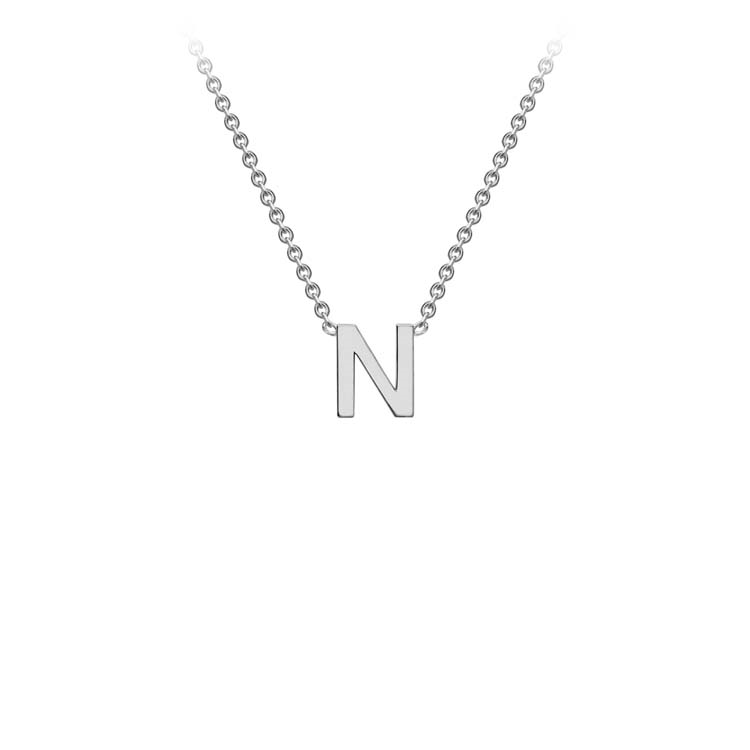 9ct White Gold 'N' Initial Necklace